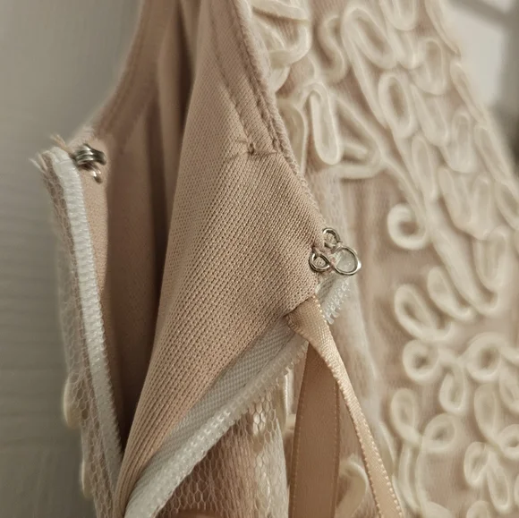 Betsy & Adam's New glamorous gown Ivory And Nude Sz S/M - Picture 8 of 13